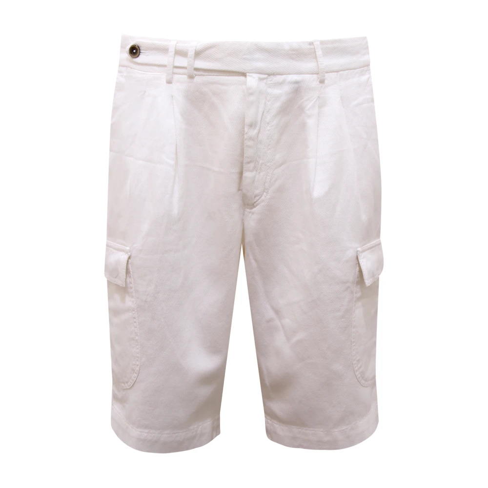 Pt01 Men's White O6318 Bermuda Stretch Cotton Shorts - Casual Shorts - M - Shorts
