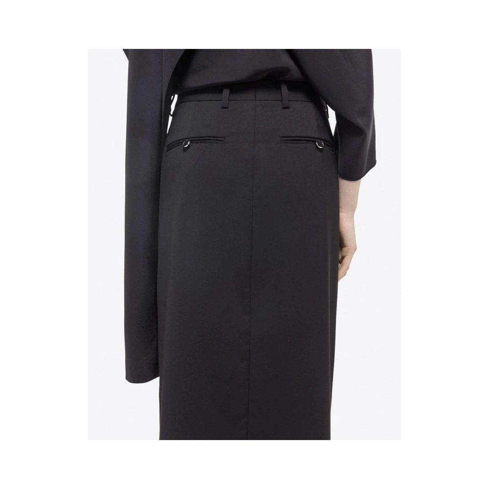 Helmut Lang Maxi Wol Rok met Ritszakken Black Dames