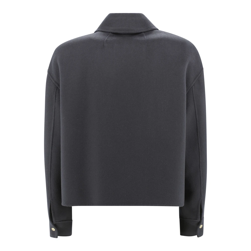 Max Mara Studio Zwarte Wol Kasjmier Zijden Jas Black Dames