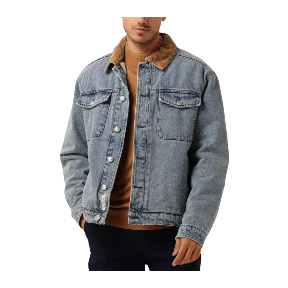 Scotch & Soda Indigo Teddy Jack met Cord Kraag Blue Heren