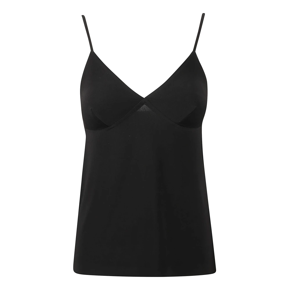 Norma Kamali Satin Slip Top Black Dames