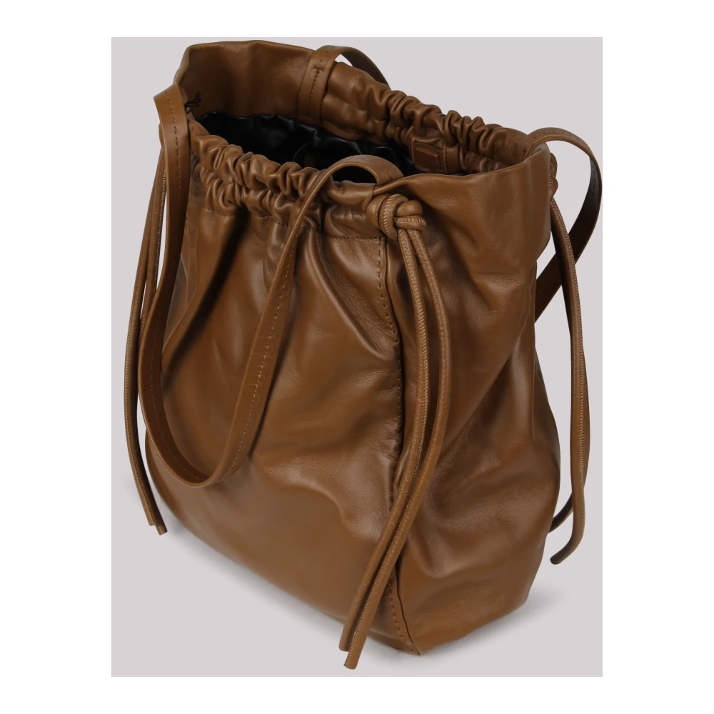 Proenza Schouler Leren trekkoordtas met gegraveerd logo Brown Dames