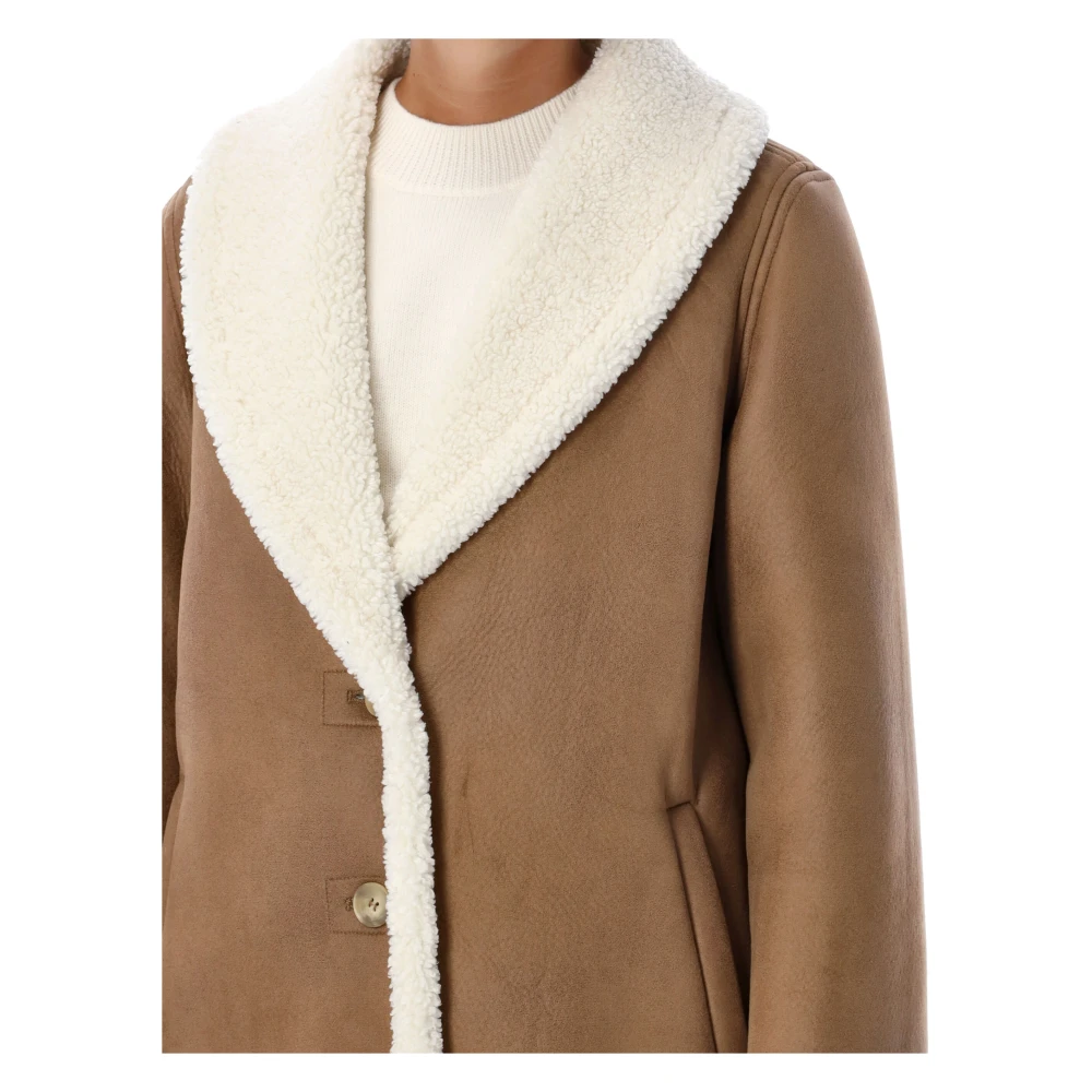 A.p.c. Ecru Shearling Jas Buitenkleding Beige Dames