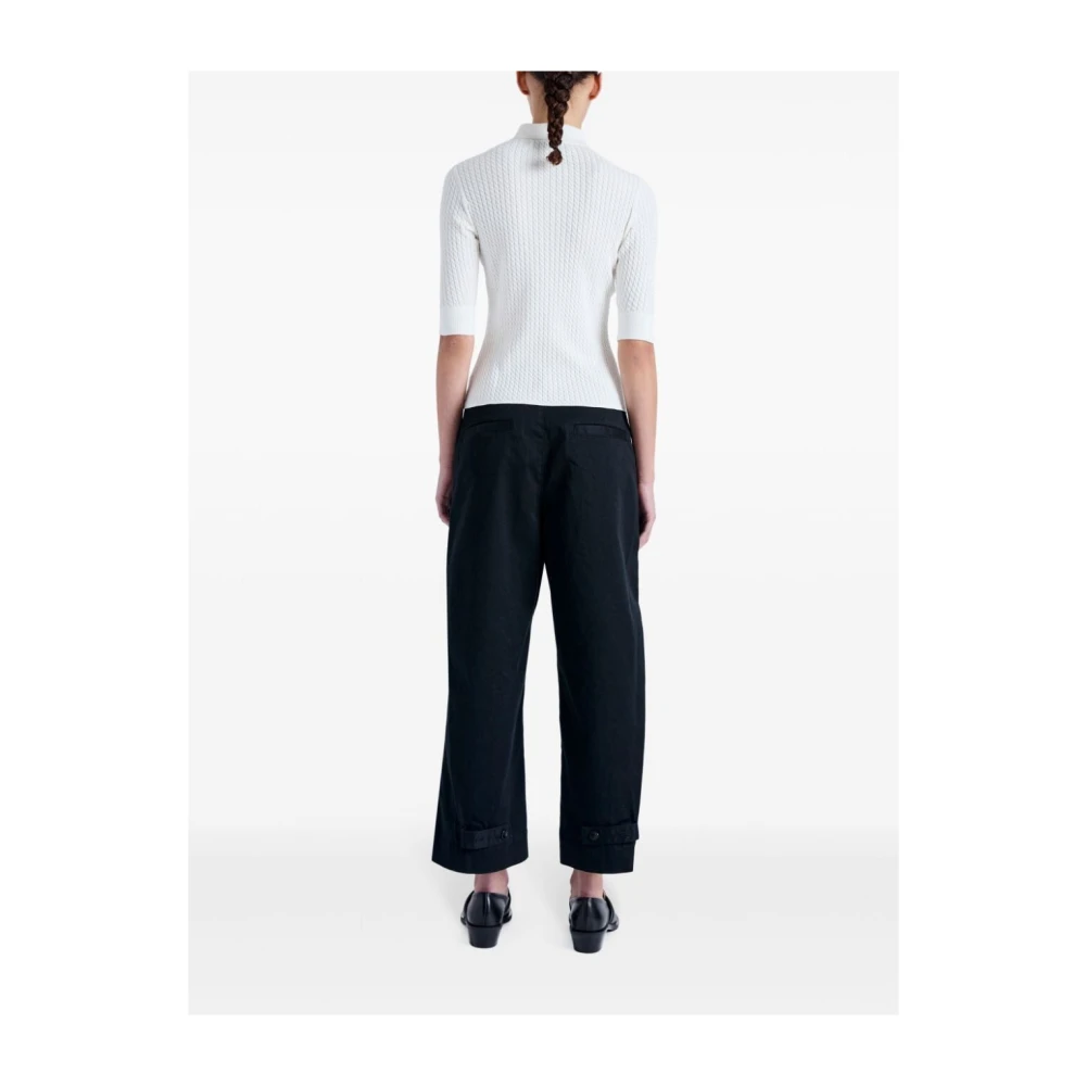 Proenza Schouler Micro Cable Gebreide Poloshirt White Dames