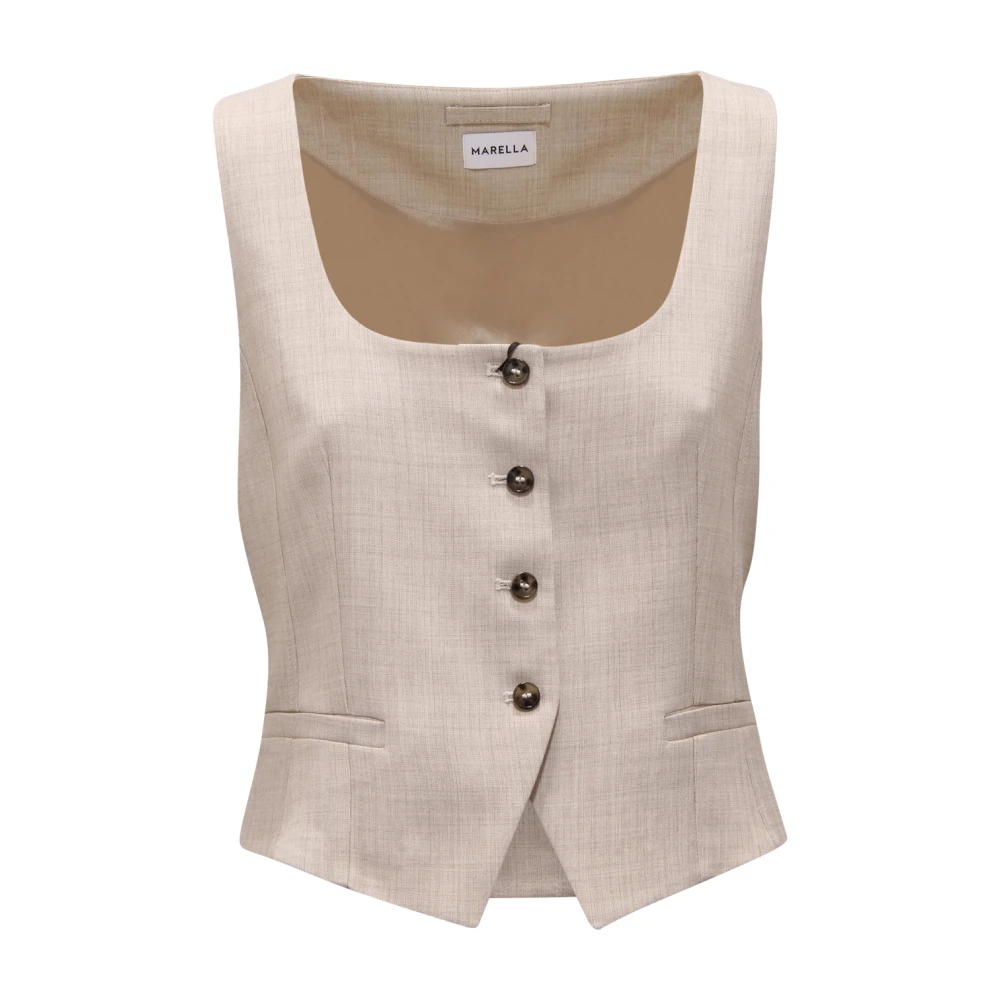 Marella Women's Beige Waistcoats, L, Indio Waistcoat