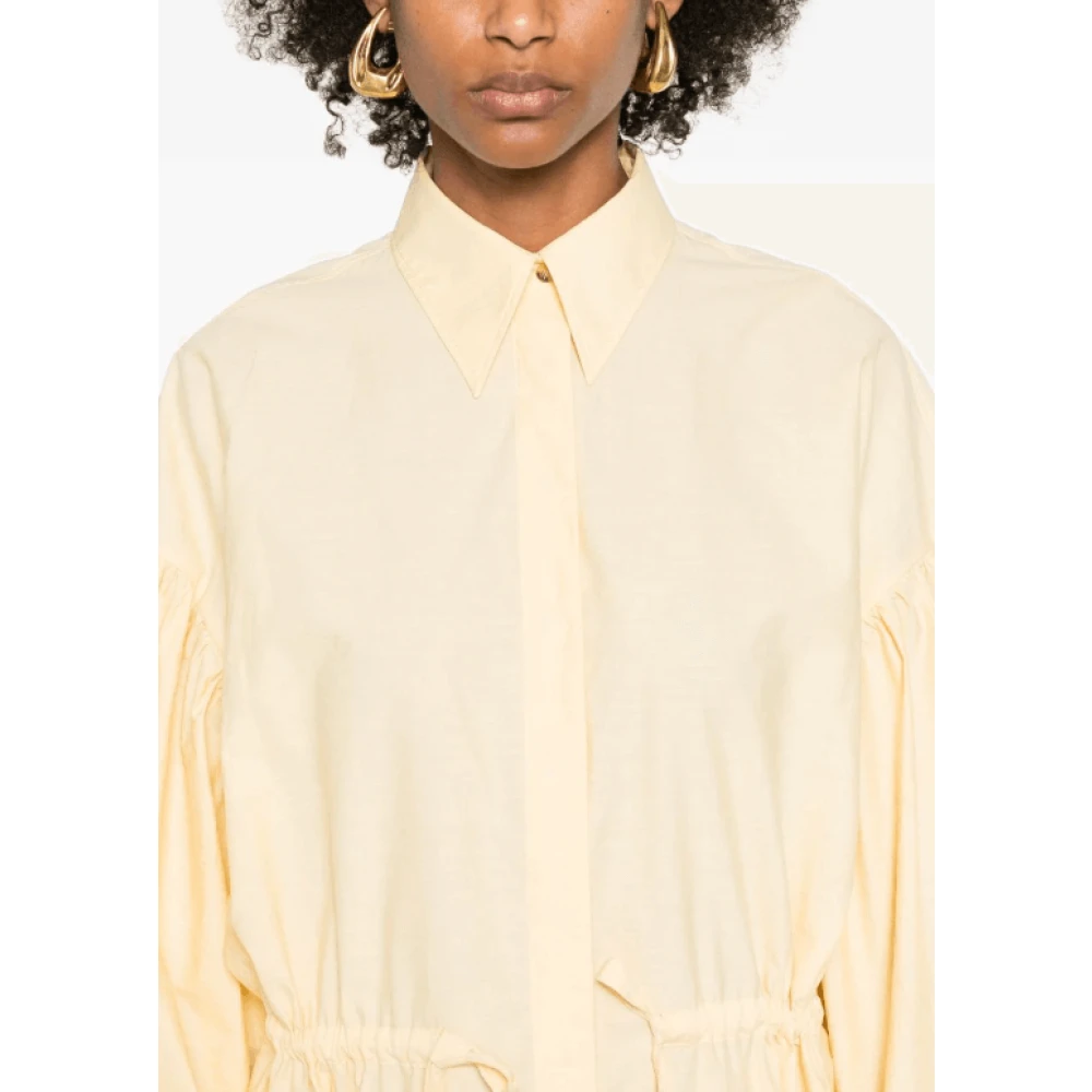 BRUNELLO CUCINELLI Pastelgele Ballonmouw Maxi Jurk Yellow Dames