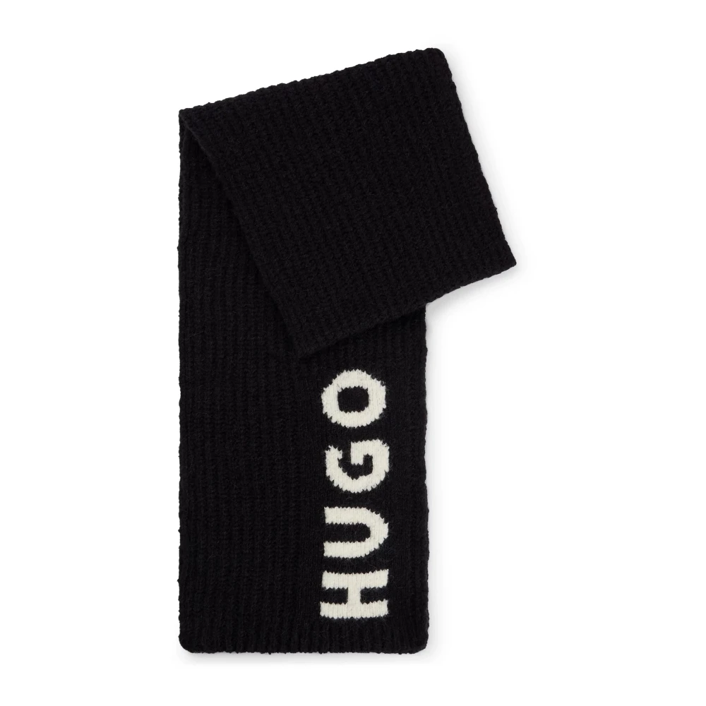 Hugo Boss Lang Jacquard Logo Sjaal Black Unisex