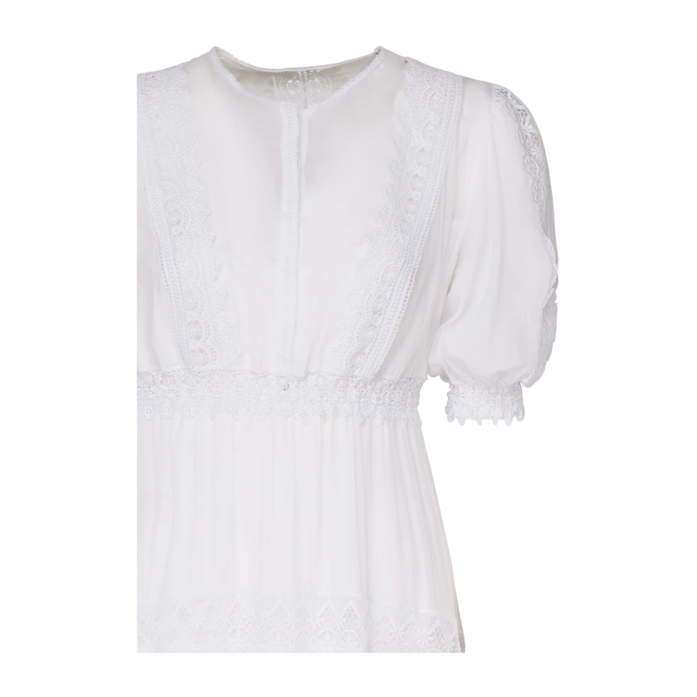 Charo Ruiz Ibiza Witte Kantjurk met Gerimpelde Rok White Dames