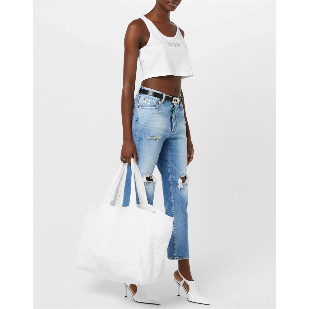 Dsquared2 Strand Logo Tote Tas Wit White Dames