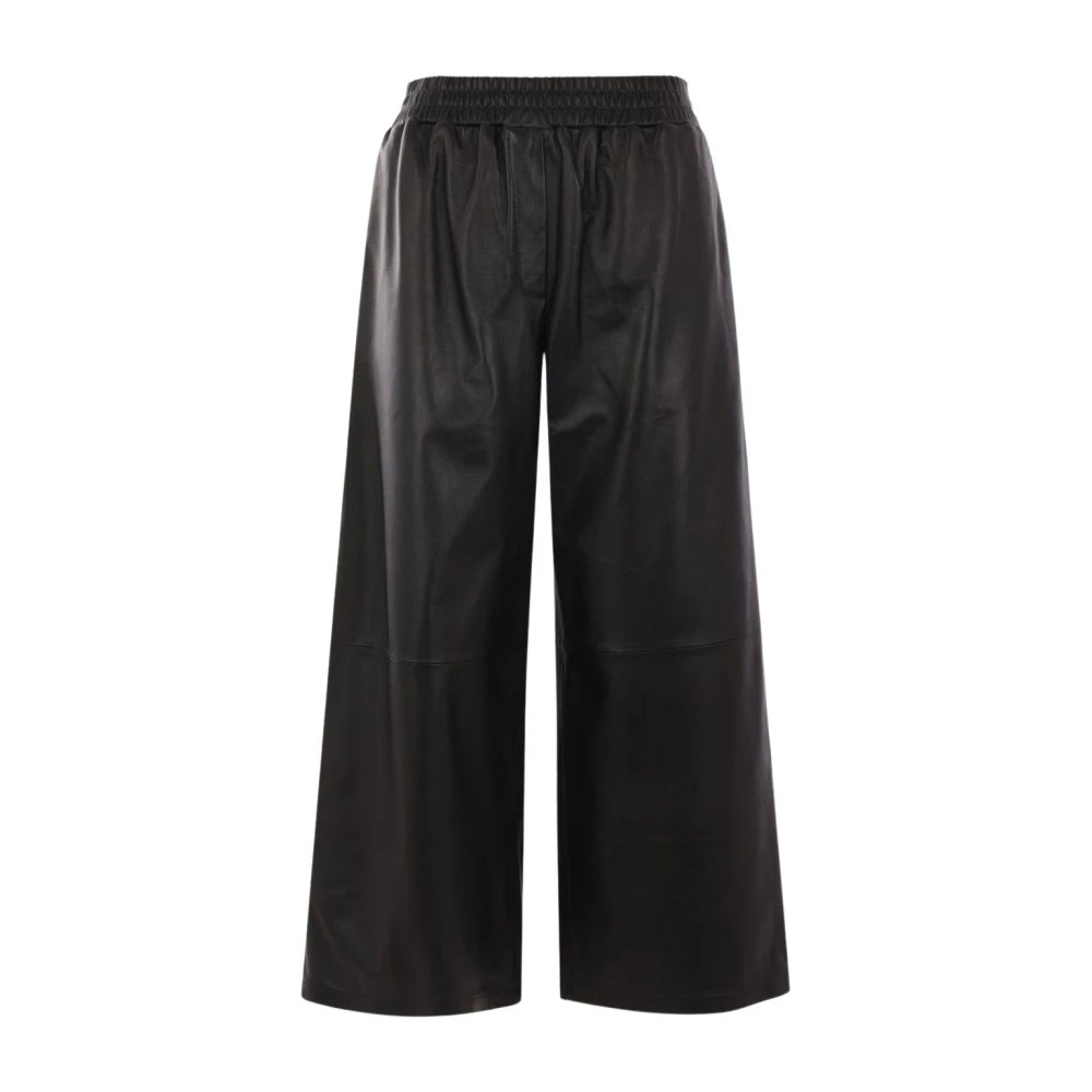 Arma Zwarte leren cropped broek Black Dames