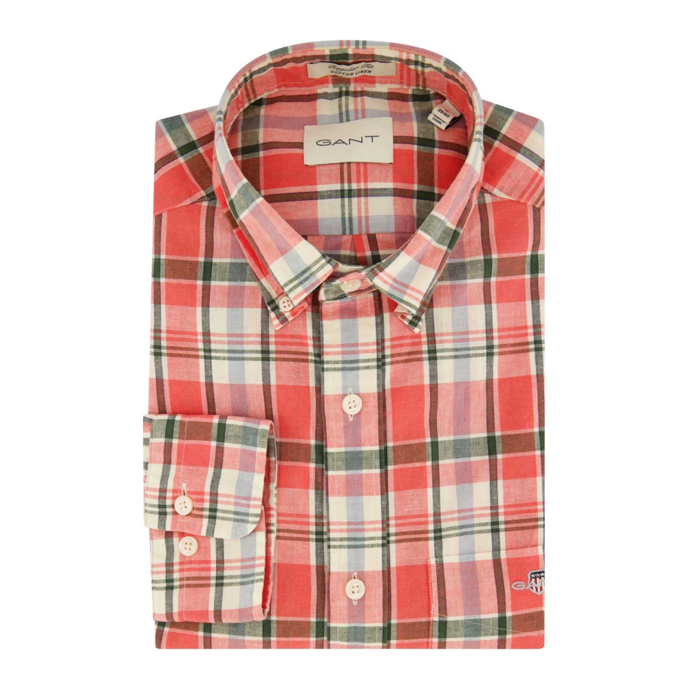 Gant Casual Rood Geruit Overhemd Multicolor Heren