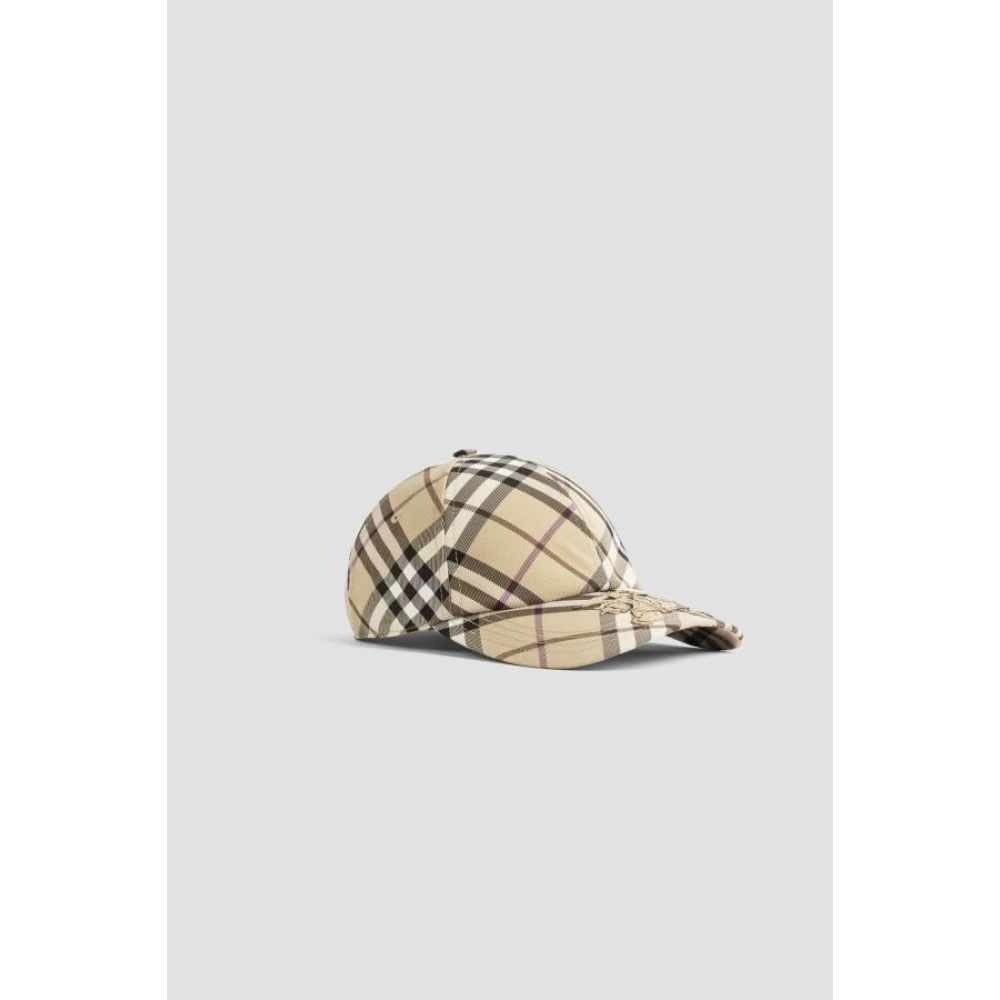 Burberry Beige Check Cap met Embleemontwerp Beige Heren