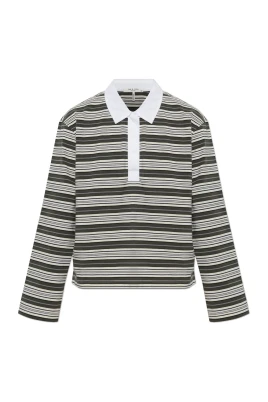Kelly Boxy Striped Long-Sleeve Polo