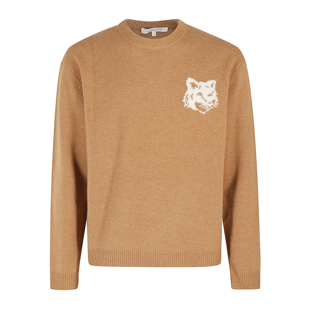 Maison Kitsuné Intarsia Comfort Jumper voor vossenliefhebbers Brown Heren