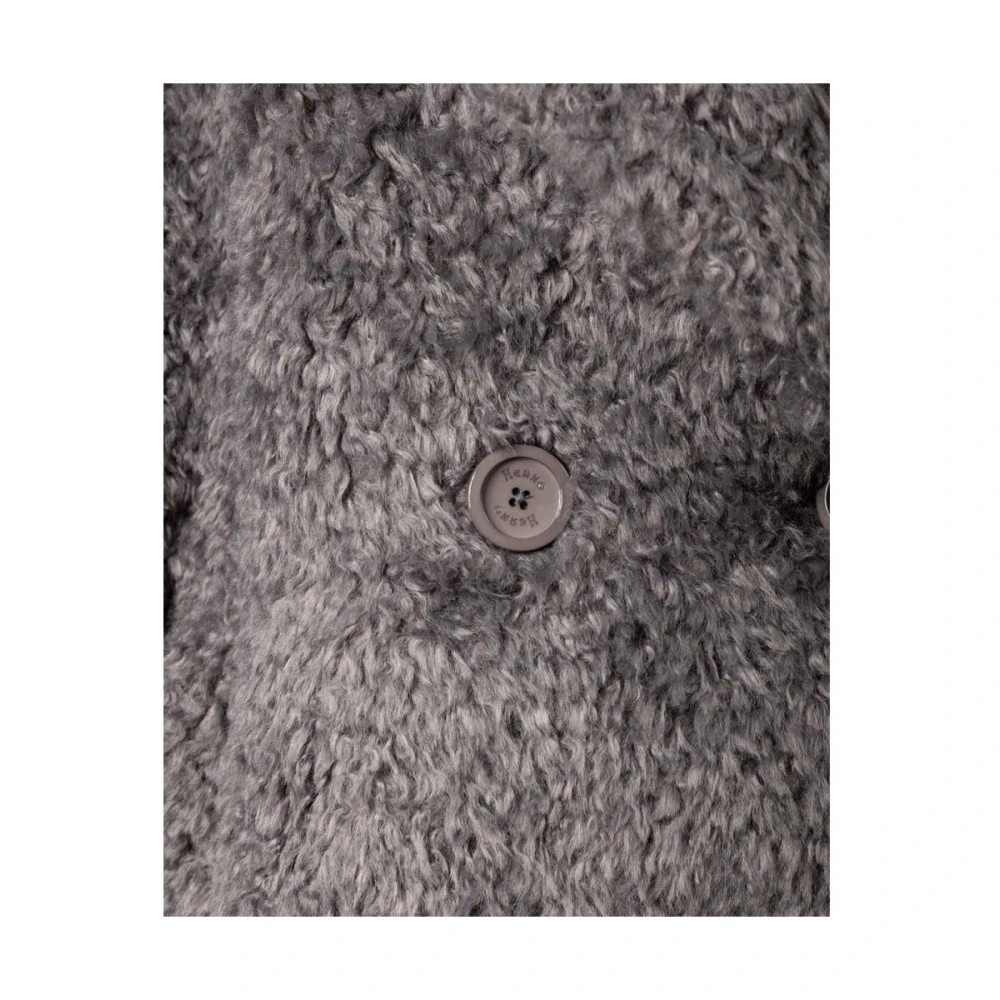 Herno Curly Faux Fur Mantella Jas Gray Dames