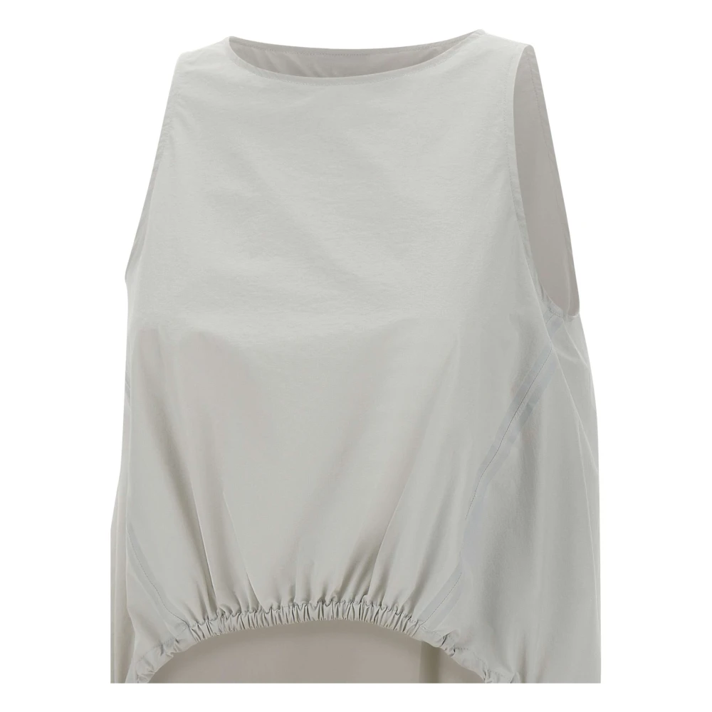 Herno Grijze Technische Stof Blouse Mouwloos Gray Dames