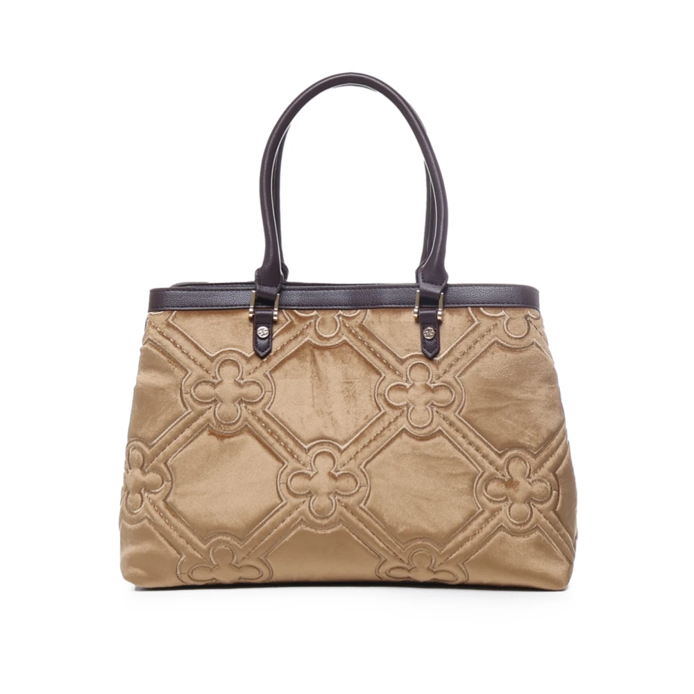 V73 Beige Diamantgestikte Tas met Hangslot Detail Beige Dames