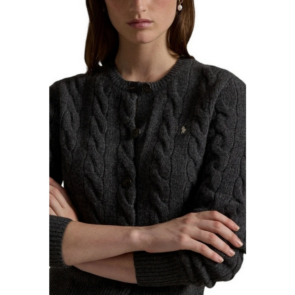 Ralph Lauren Grijze Wol Cashmere Cardigan Sweater Gray Dames