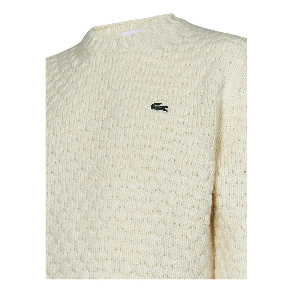 Lacoste Witte Wol Bal Motief Trui Beige Heren