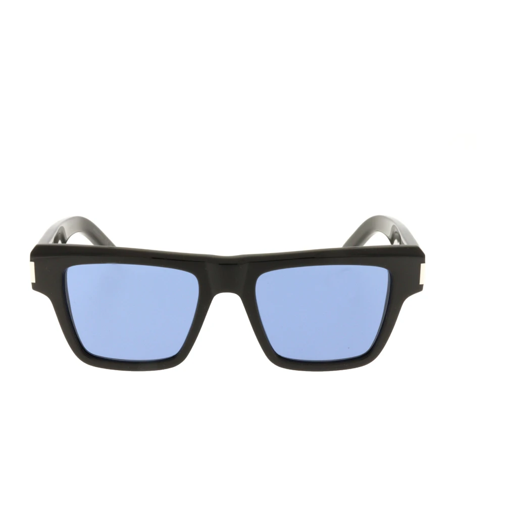 Saint Laurent Stijlvolle herenzonnebril SL 469 005 Gedurfde rechthoekige zonnebril met metalen hoekdetails Black Heren