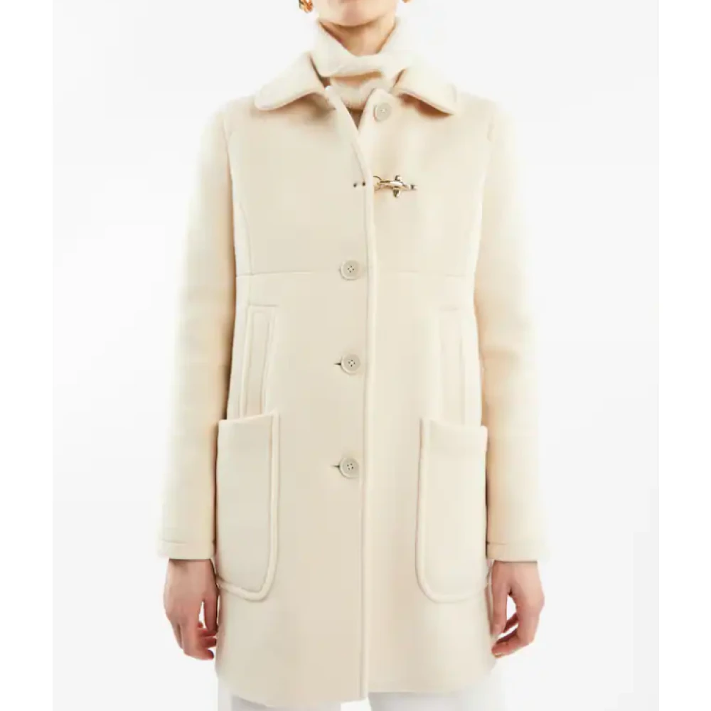 Fay Bon Ton Wollen Jas met Zakken Beige Dames