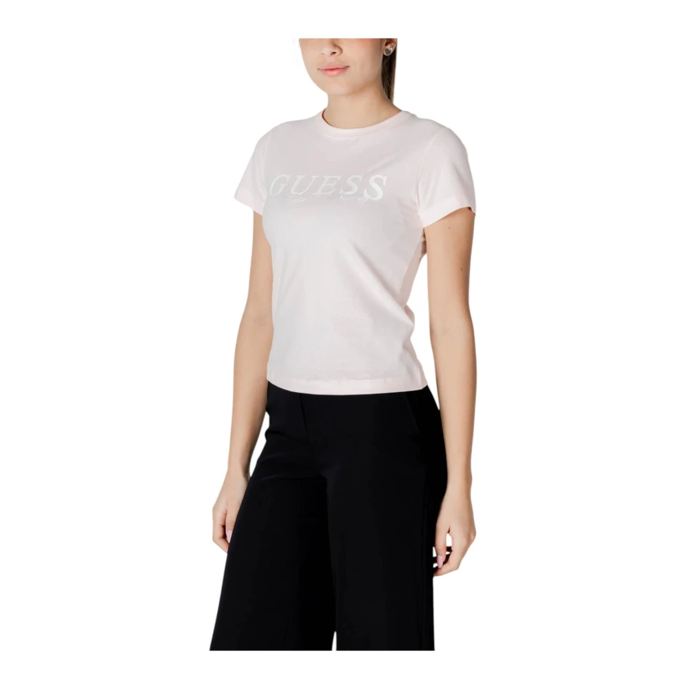 Guess Roze bedrukte shorts met ronde hals Pink Dames