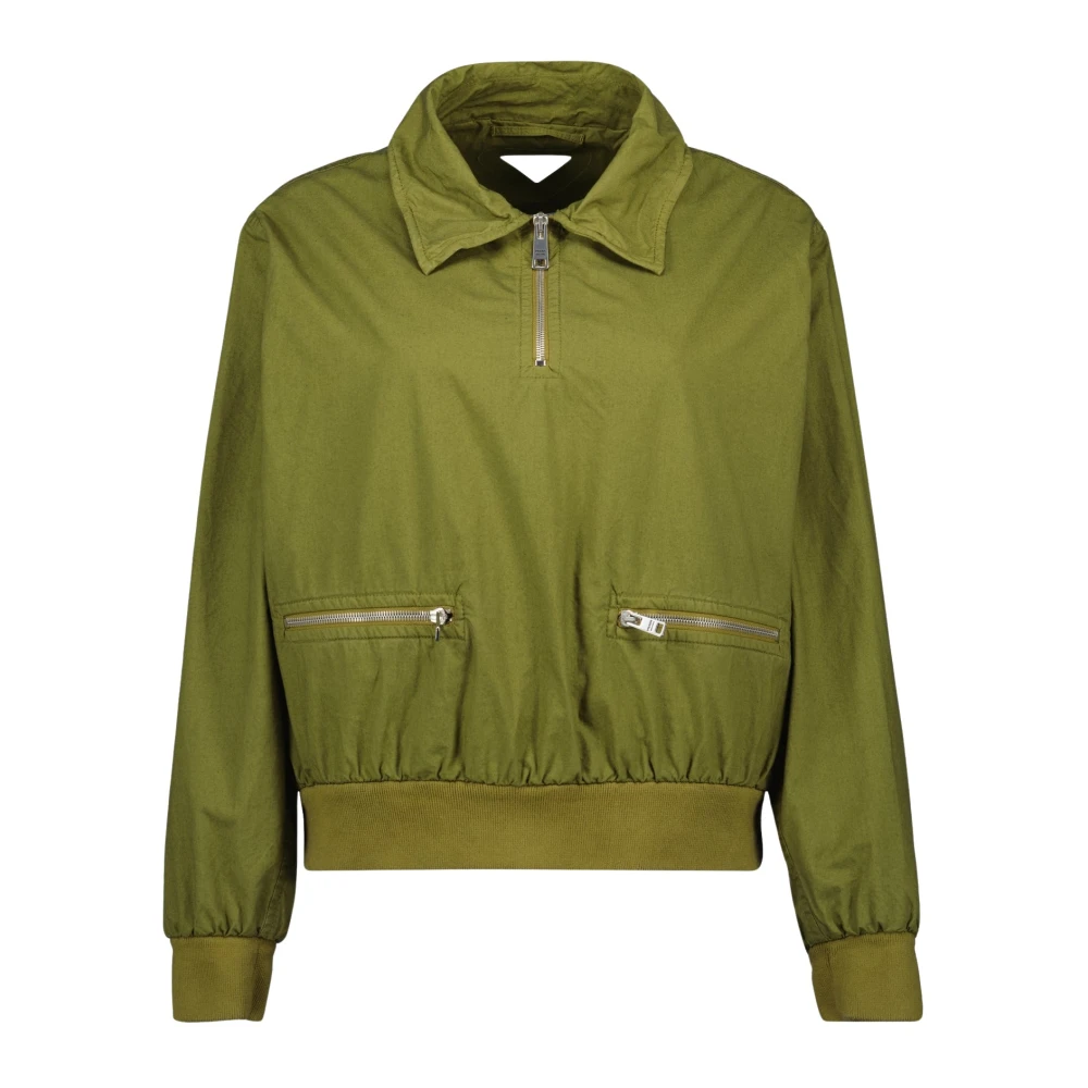 Prada Women's Green Light Jackets, Xs, Olive Poplin Jacket