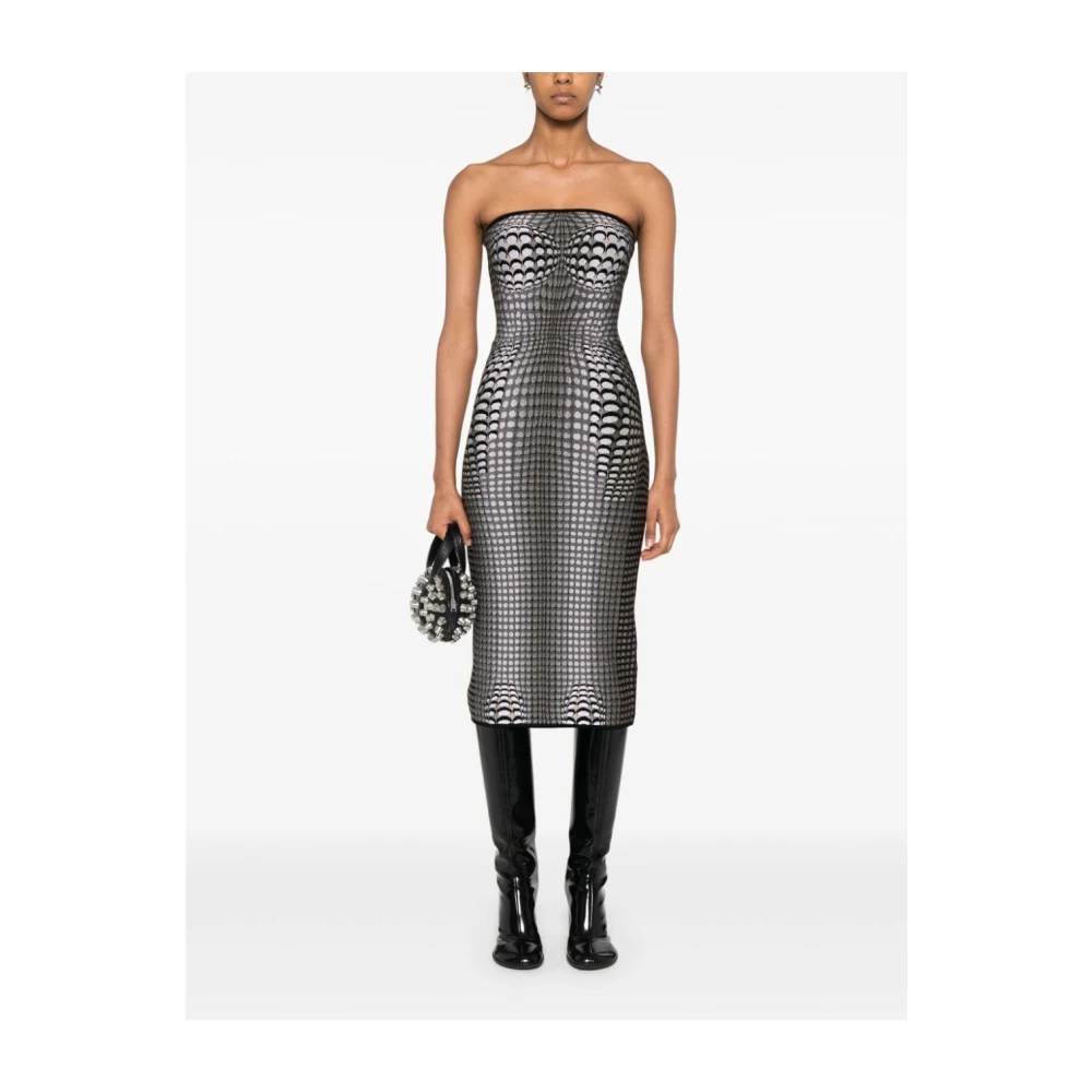 Marine Serre Maanprint Strapless Jurk Gray Dames
