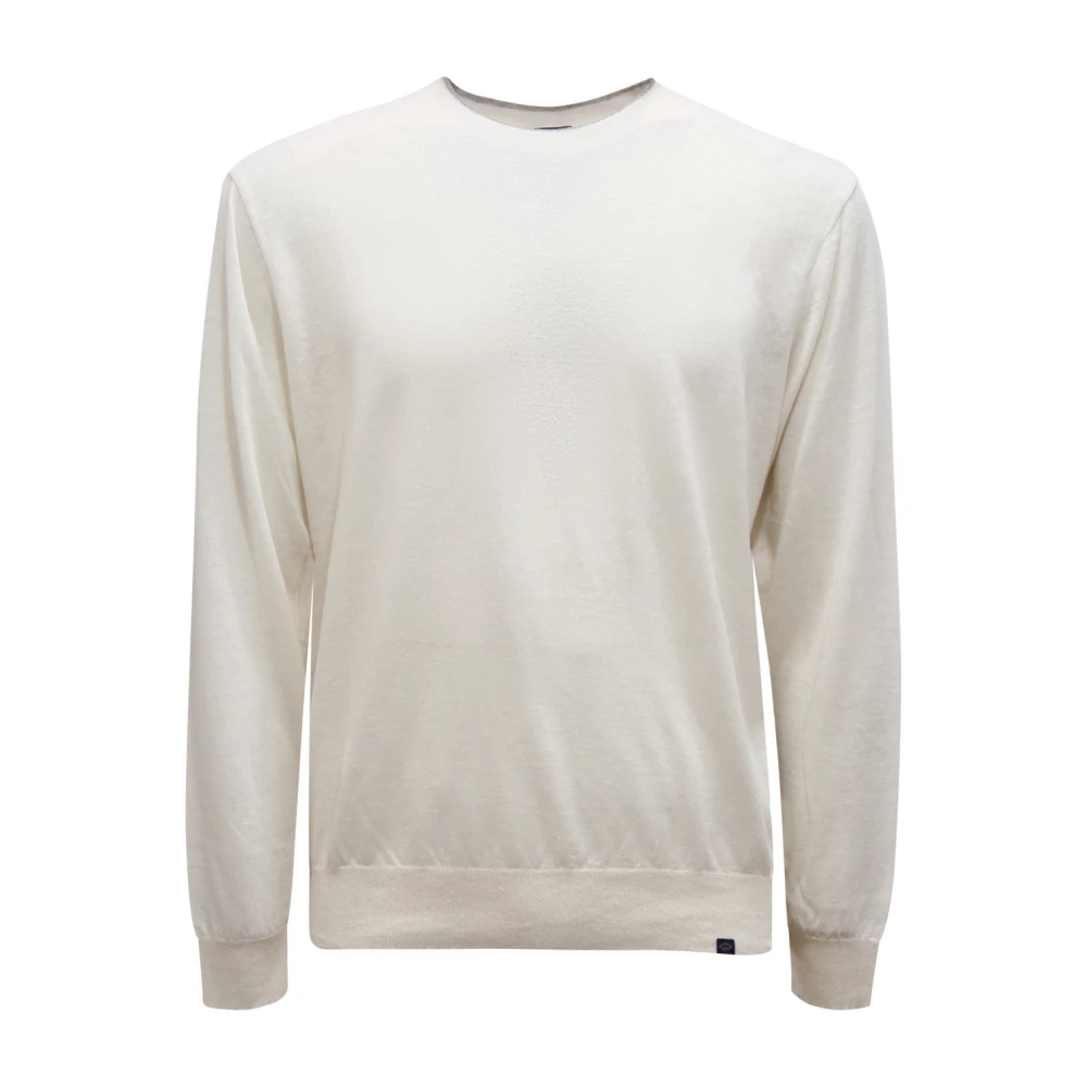 Paul & Shark White Round-Neck Knitwear, Male, S, 23411553 Linen Jumper