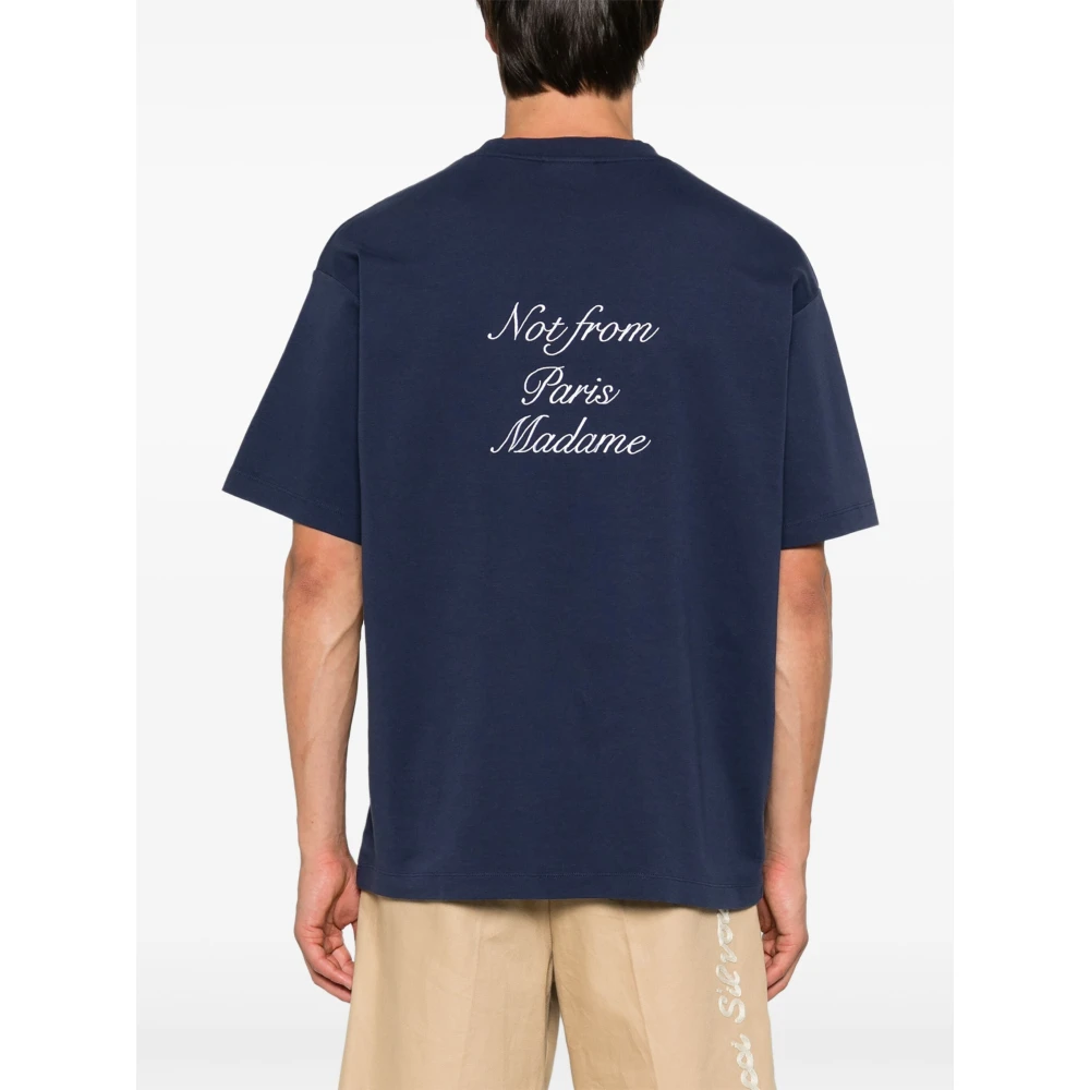 Drole de Monsieur Blauw Gekalligrafeerd Slogan T-shirt Blue Heren