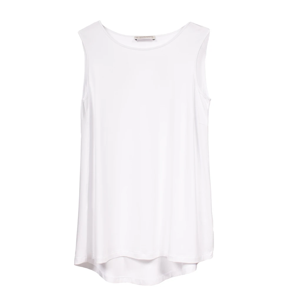 Le Tricot Perugia Witte Viscose Mouwloze Top White Dames