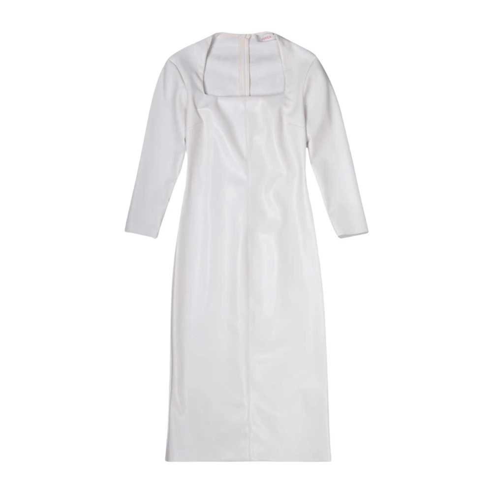 Jucca Vierkante Hals Faux Leren Jurk White Dames