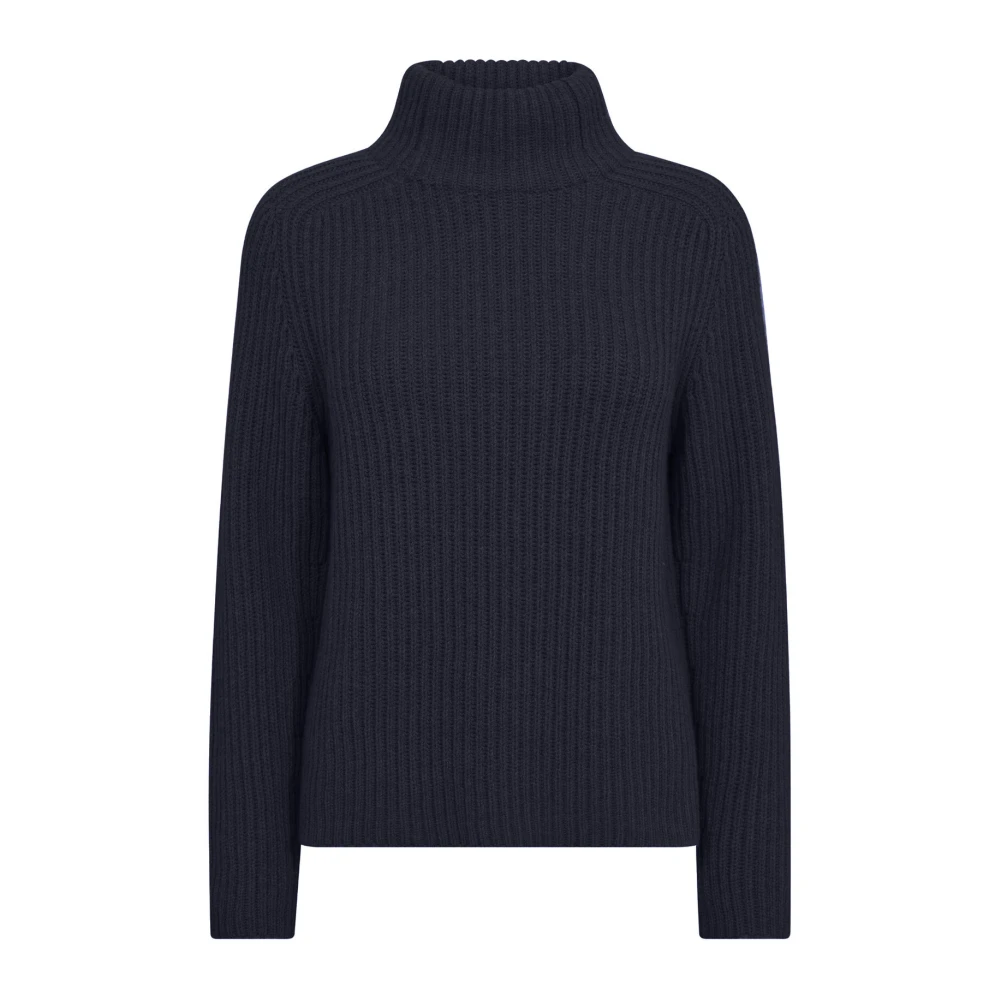 MOS MOSH Hoge Hals Gebreide Trui Marineblauw Blue Dames