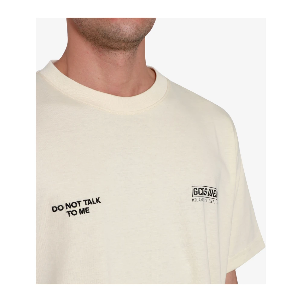 Gcds Witte Katoenen T-shirt met Do Not Talk To Me Patroon White Heren