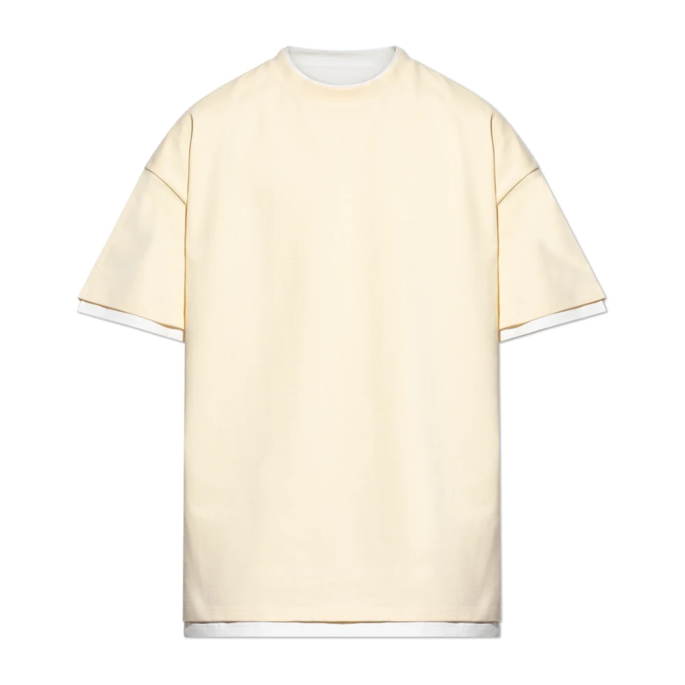 Jil Sander Herr Gul Toppar M, Bomull, T-Shirt Med Tryck