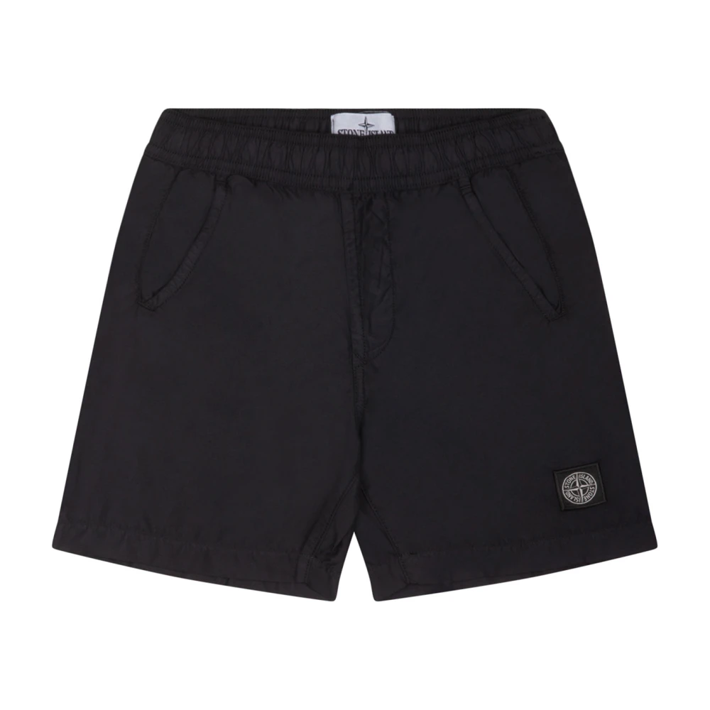 Stone Island Men's Black Compass Motif Swim Shorts