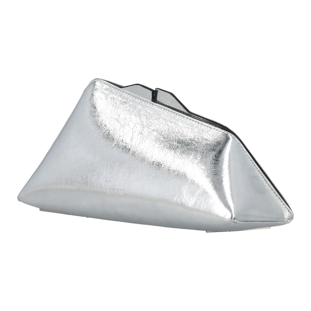 The Attico Zilver Craquelle Clutch Handtas Gray Dames