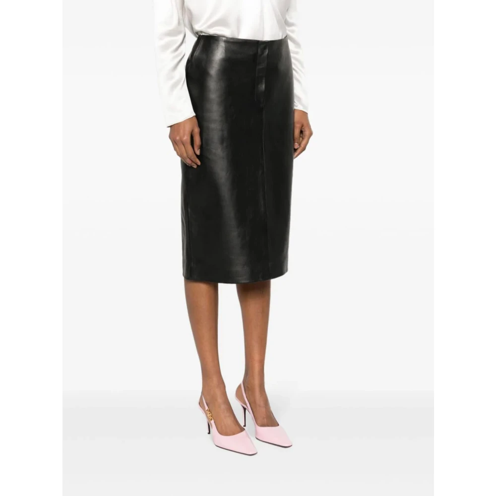 Magda Butrym Zwarte Leren Rok Black Dames
