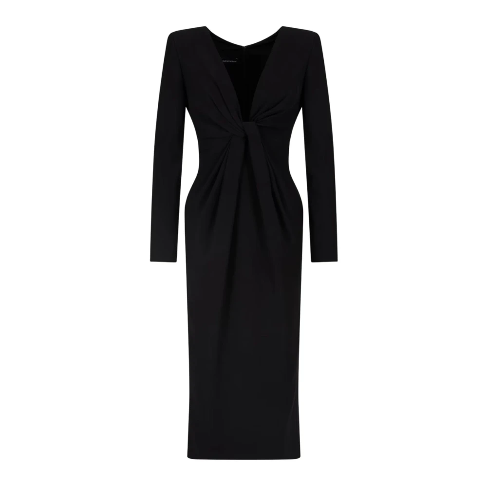 Emporio Armani V-hals jurk met knoopdetail voor Black Dames