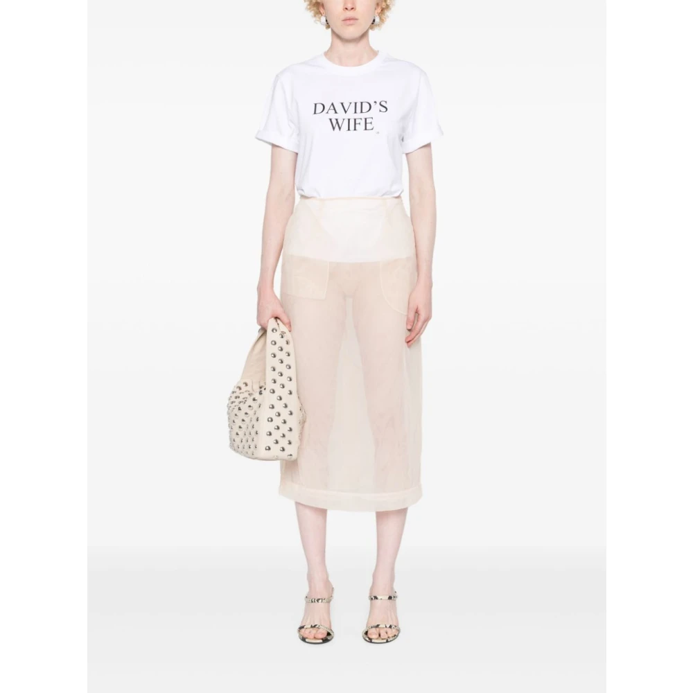 Victoria Beckham Witte Katoenen Slogan Print T-shirts White Dames