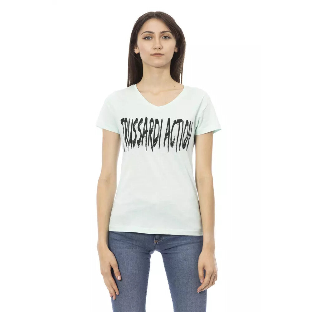 Action Lichtblauw Katoenen V Hals T Shirt Trussardi T shirts