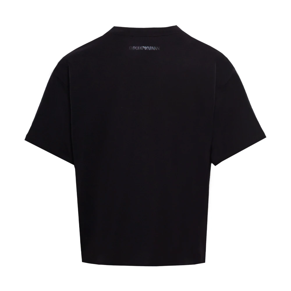 Emporio Armani Logo-geborduurd Katoenen T-shirt Black Dames