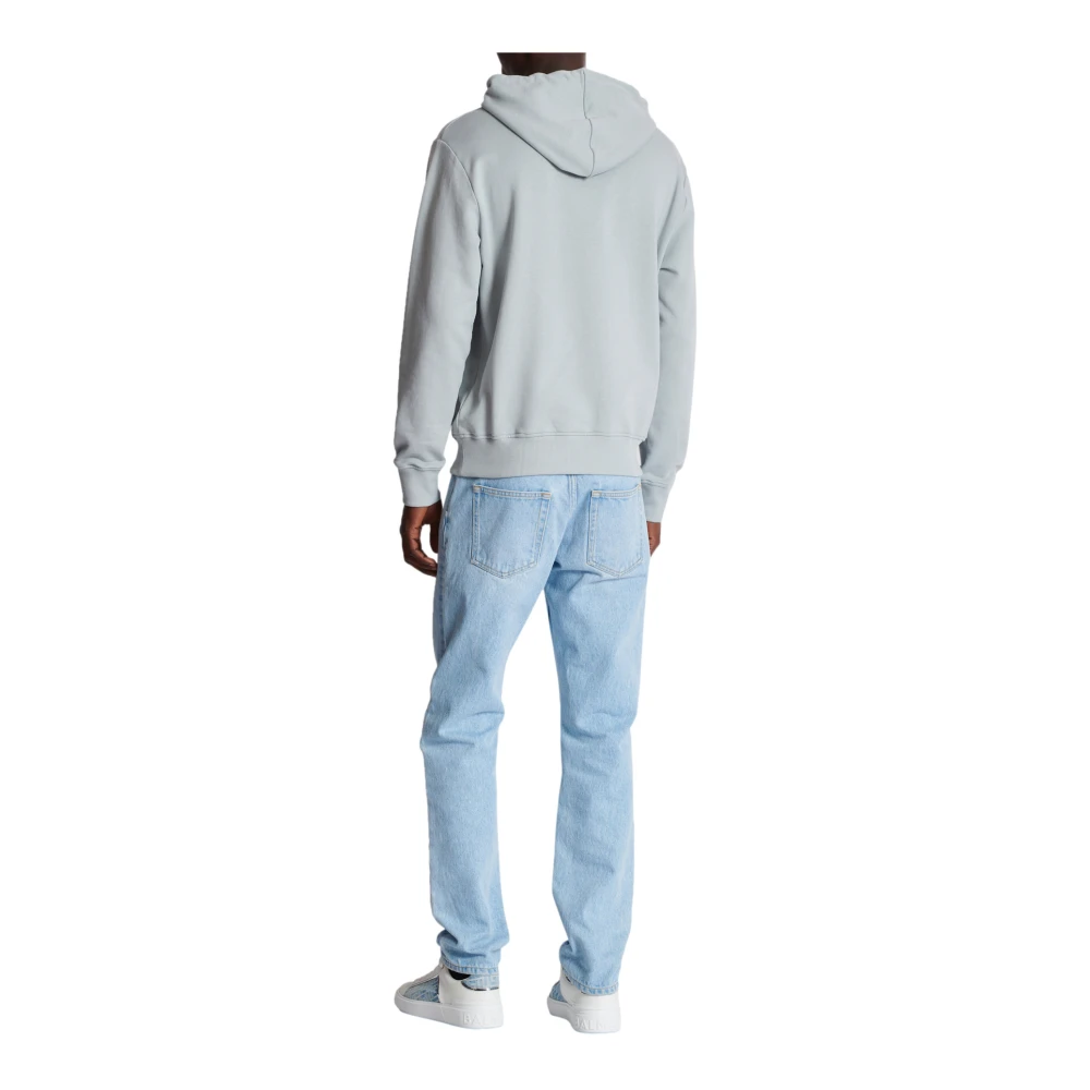 Balmain Printed Pari Hoodie Gray Heren