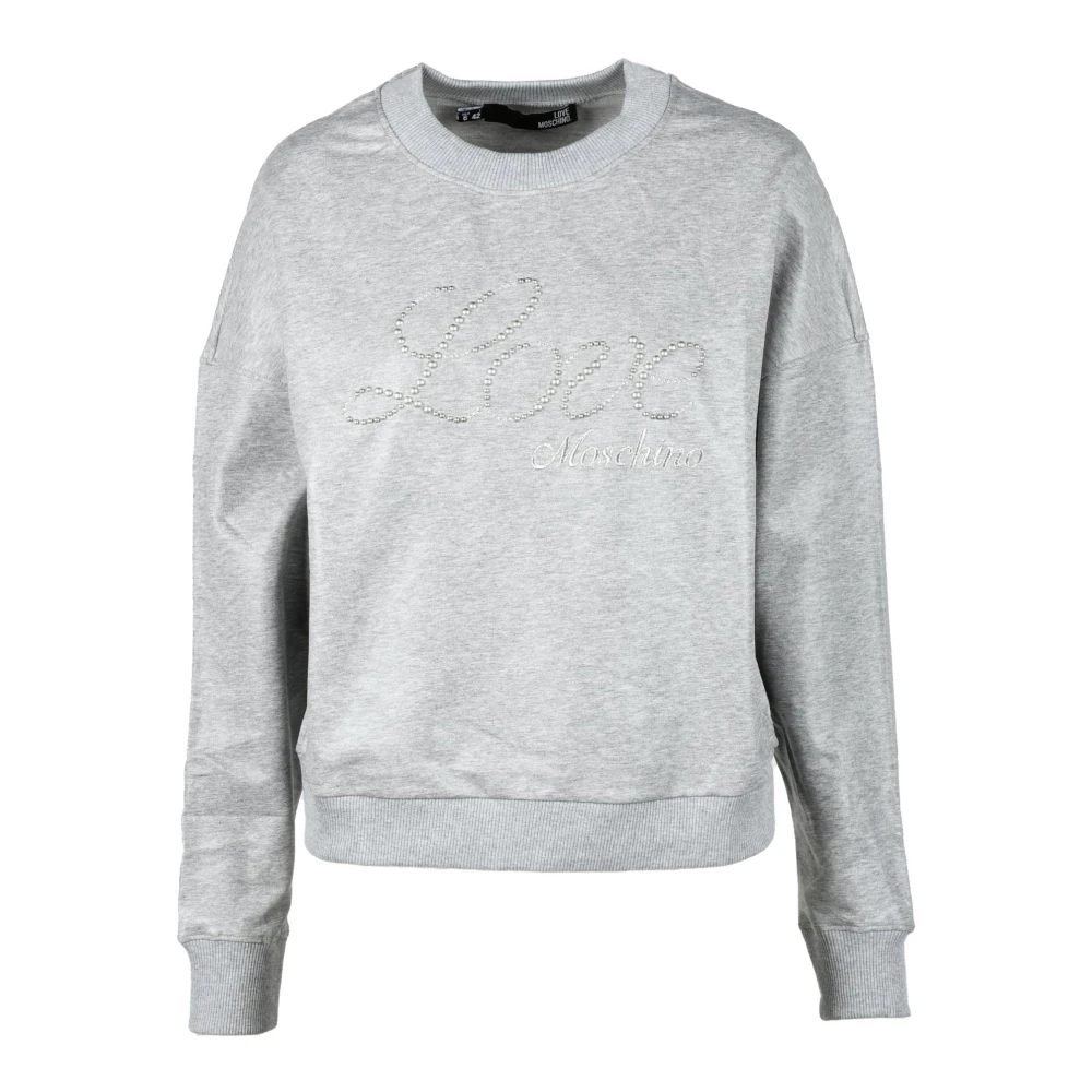 Love Moschino Katoen Spandex Stijlvolle Sweater Gray Dames