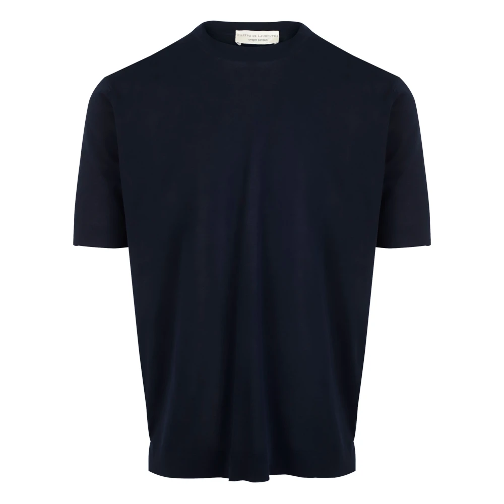 Filippo De Laurentiis Navy Blue Katoenen T-shirt voor Mannen Blue Heren