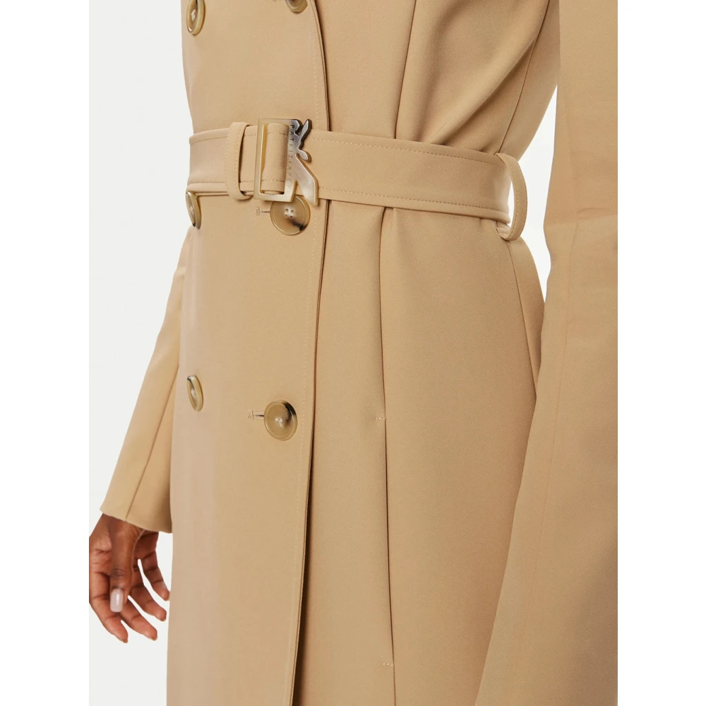 PATRIZIA PEPE Beige Trenchcoat met Fly Buckle Brown Dames