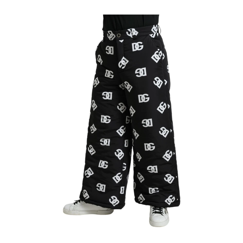 Dolce & Gabbana Wide Leg Quilted Trousers - Male - Wide Trousers - Black - M - Trousers