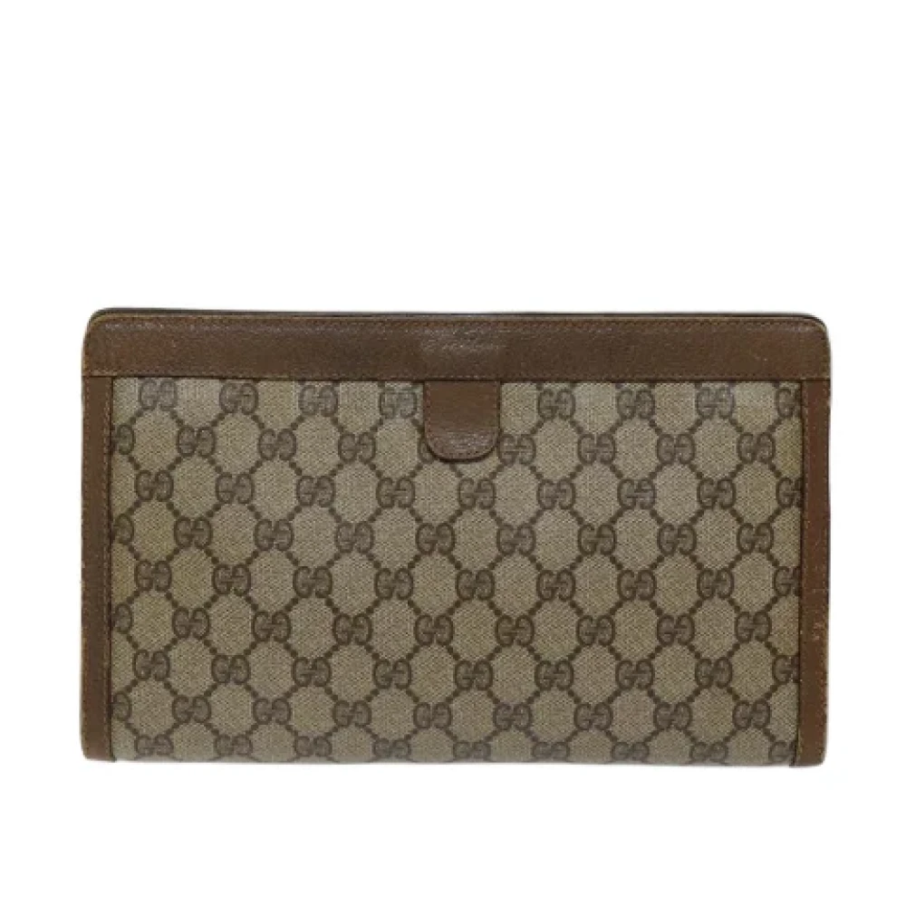 Gucci Vintage Pre-owned Leather clutches Beige Dames