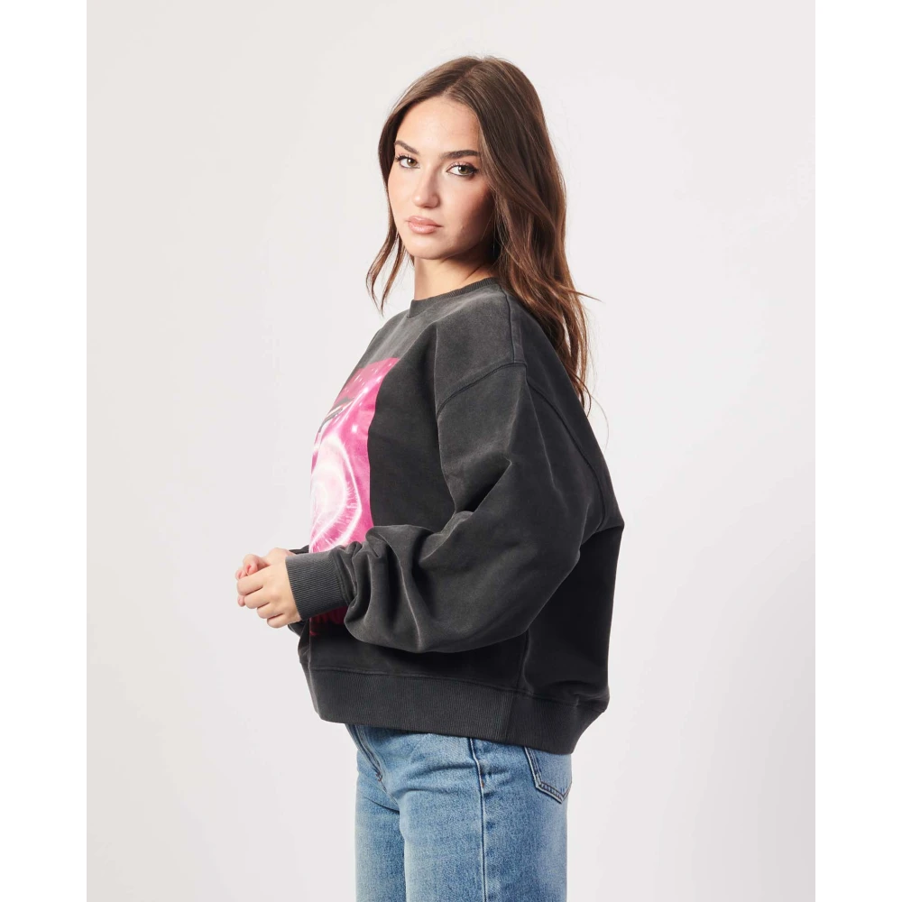 Hugo Boss Zwarte katoenen trui met UFO-print Black Dames