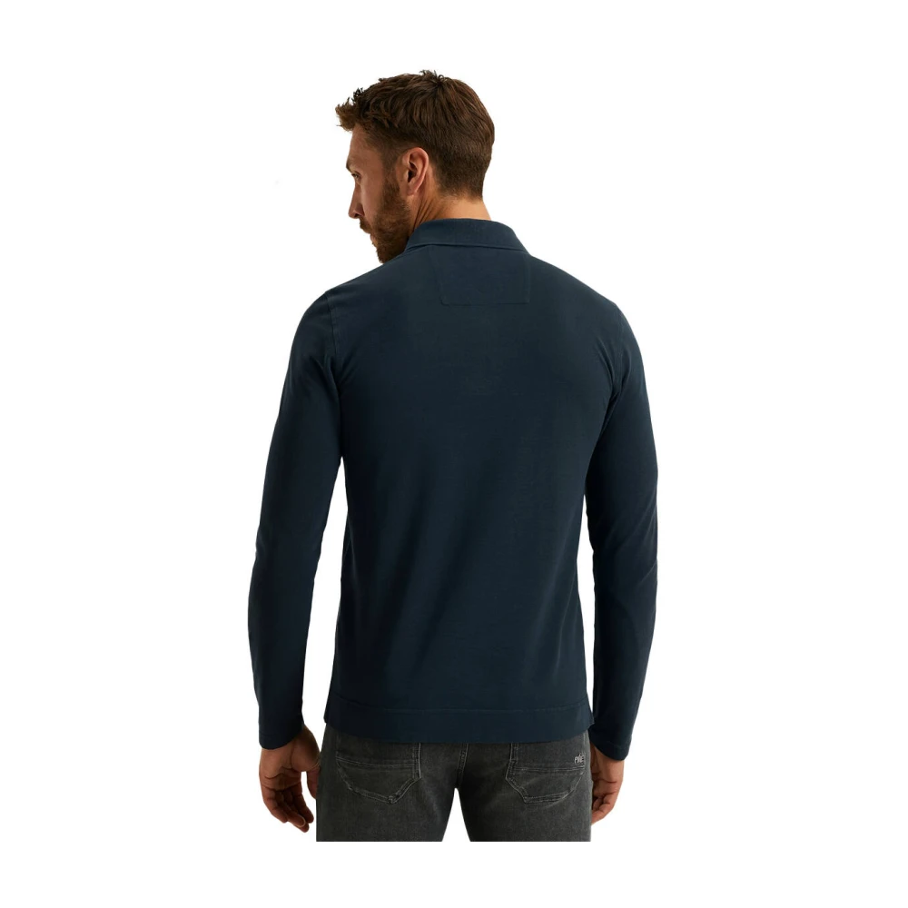 PME Legend Lange mouw polo shirt piqué kledingstuk Blue Heren